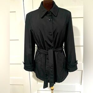KENNETH Cole New York Black 3/4 Length Coat Size Medium Belted Waist